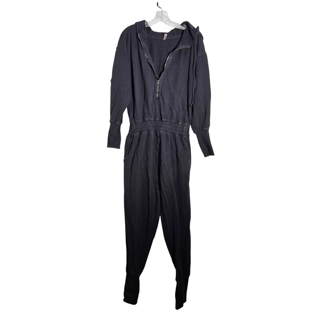 Free People Movement Black Hooded Jumpsuit Lounge Wear Full‎ Length M M